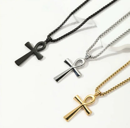 Titanium Steel Egyptian Cross Men's Necklace
