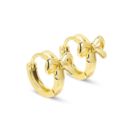 Gold Bow Minimalist Hoop Earrings