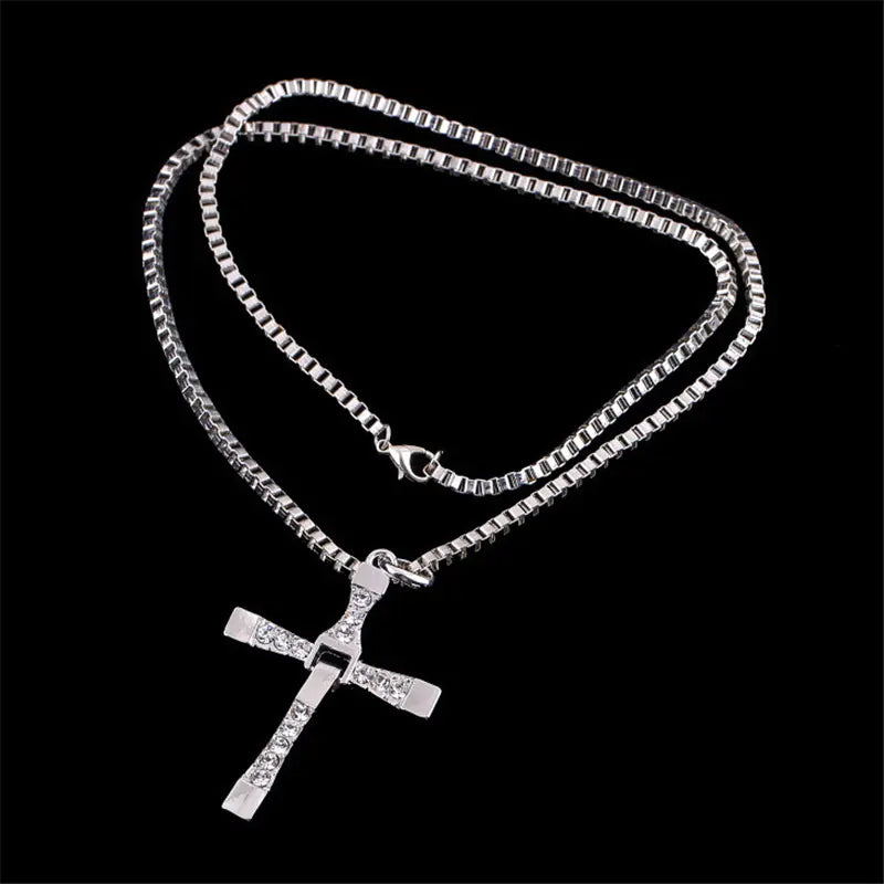 Simple Men's Cross Box Chain Necklace