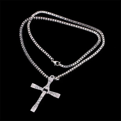 Simple Men's Cross Box Chain Necklace
