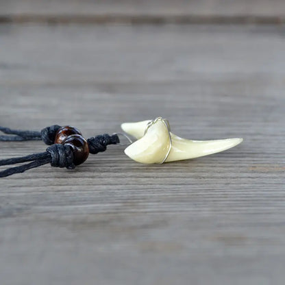 Men's Shark Tooth Pendant Necklace - Vintage Tribal Design