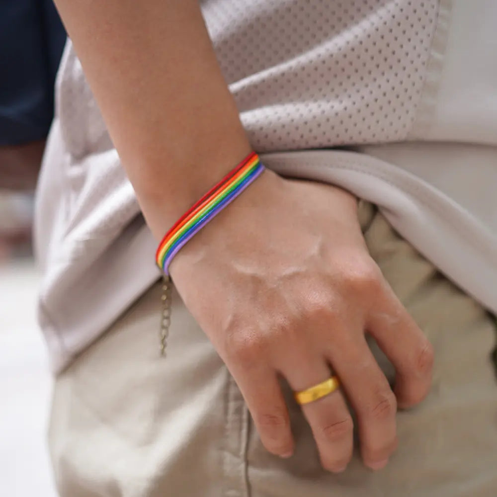 Rainbow Hand Bracelet with Six Color Wax Rope