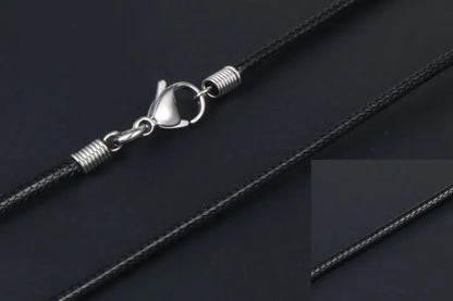 Men's Minimalist Black Woven Linen Wax Rope Necklace