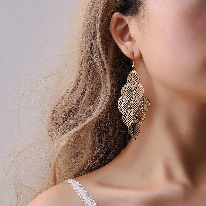 Hollow Leaf Earrings - Leaf Drop Earrings Design