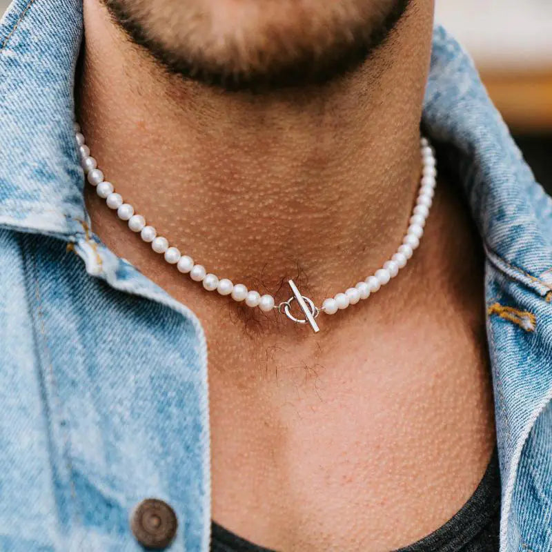 Men's Handmade Imitation Pearl Necklace