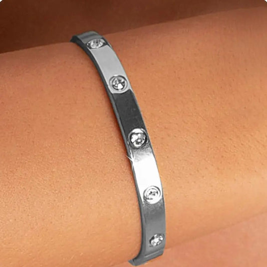 Love Bangle with Cubic Zirconia Silver Bracelets