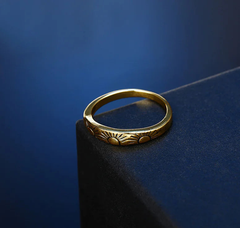 14K Gold Sun Ring for Women