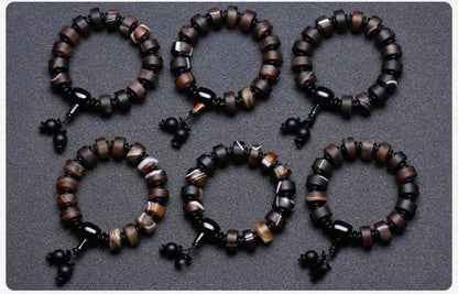 Natural Agate Beaded Men's Bracelet - Vintage Ethnic Style