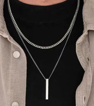 Men's Geometric Cuban Chain Pendant Necklace