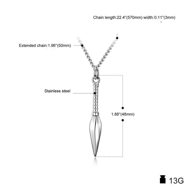 Men's Arrowhead Chain Link Pendant Necklace