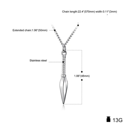 Men's Arrowhead Chain Link Pendant Necklace