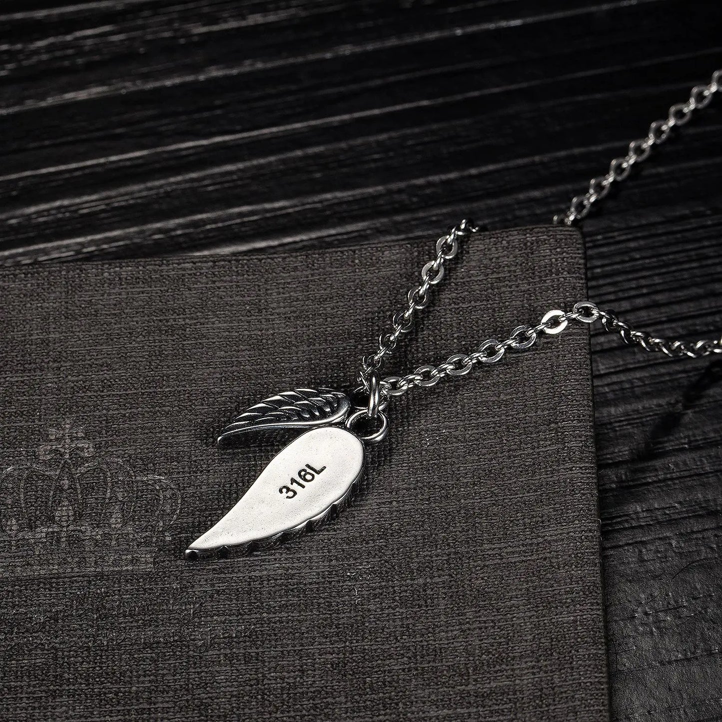Men's Feather Necklace with Angel Wing Pendant