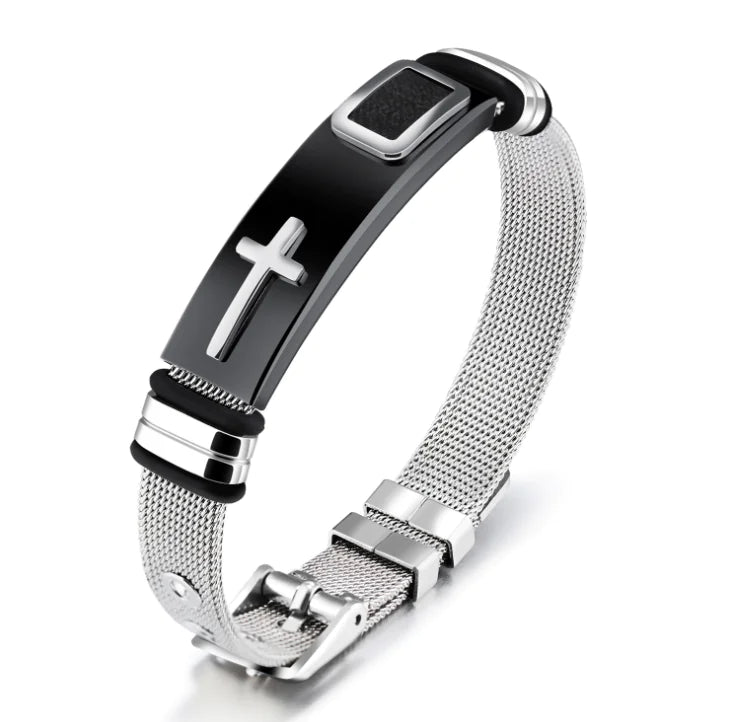 Titanium Steel Cross Bracelet for Men