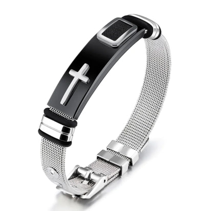 Titanium Steel Cross Bracelet for Men