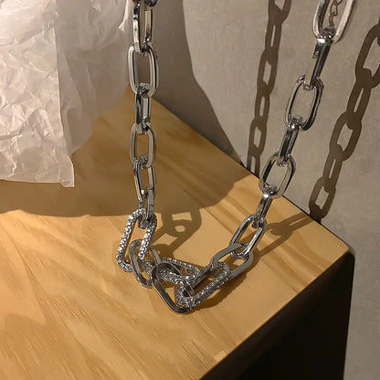 Men's Thick Chain Necklace with Diamond Embedding