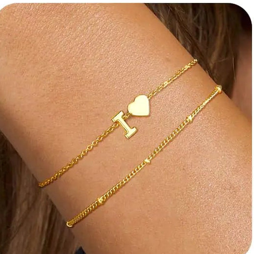 ZOERAY Dainty Initial Heart Bracelets