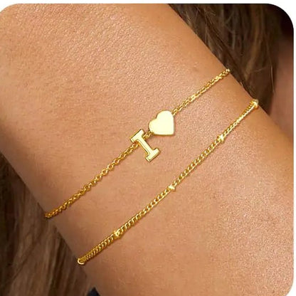 ZOERAY Dainty Initial Heart Bracelets