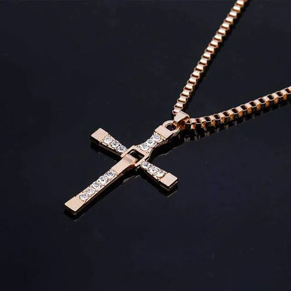 Simple Men's Cross Box Chain Necklace