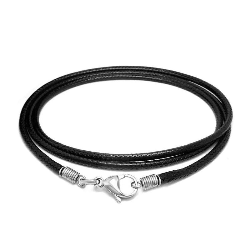 Men's Minimalist Black Woven Linen Wax Rope Necklace
