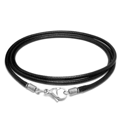 Men's Minimalist Black Woven Linen Wax Rope Necklace