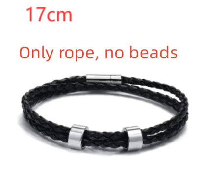 Men's Black Leather Rope Bracelet