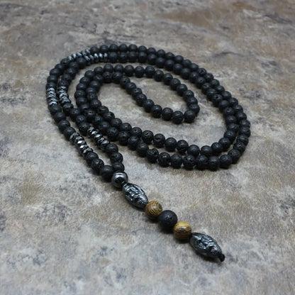Men's Necklace with 6mm Lava Stone Pendant