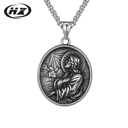 Titanium Steel Jesus Pendant Men's Stainless Necklace