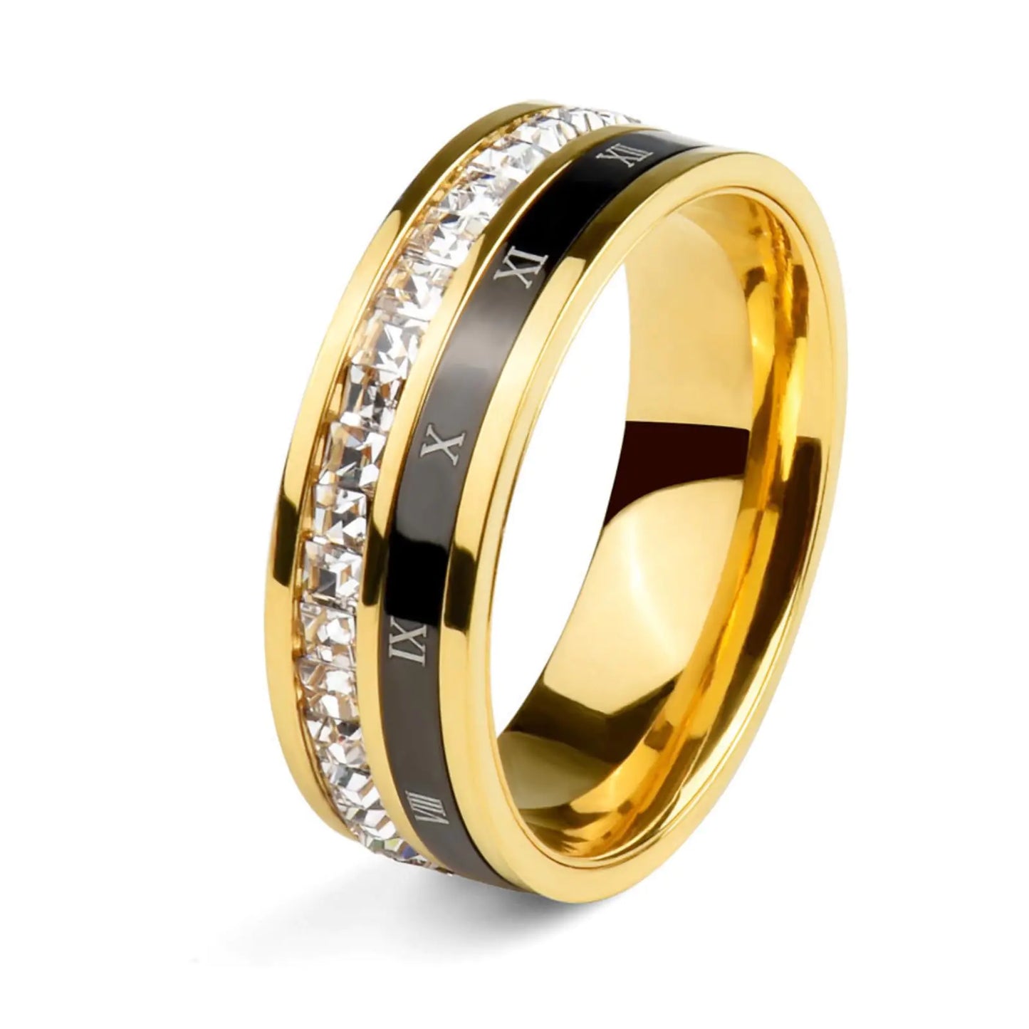 Gold Plated Roman Cubic Zirconia Ring for Women