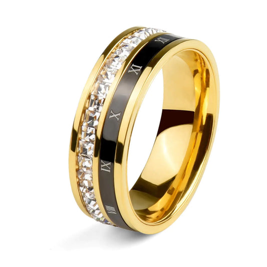 Gold Plated Roman Cubic Zirconia Ring for Women