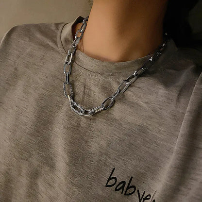 Men's Thick Chain Necklace with Diamond Embedding