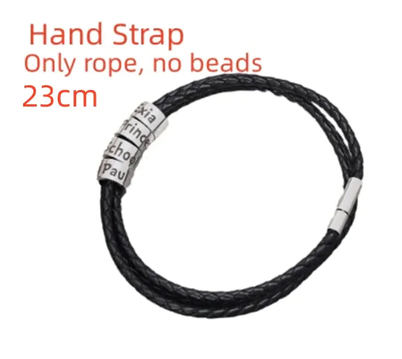 Men's Black Leather Rope Bracelet