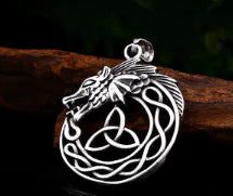 Celtic Knot Pendant, Viking Dragon Men's Necklace