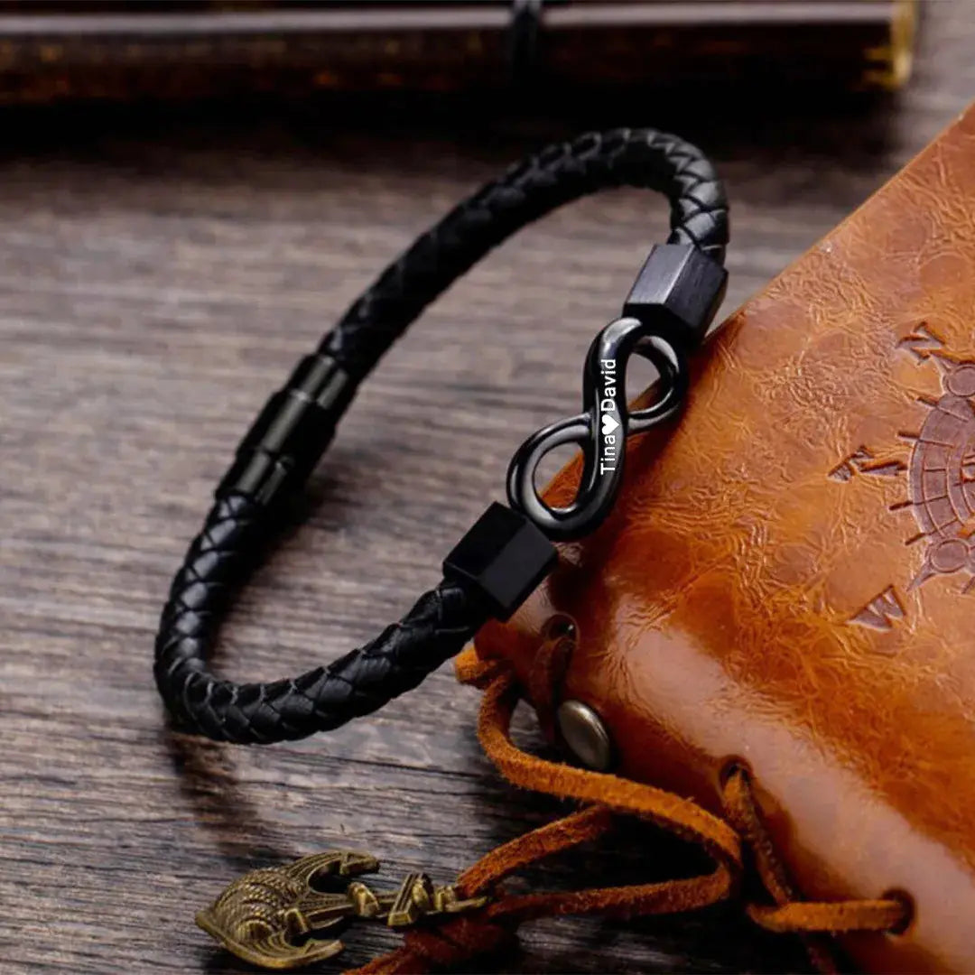 Retro infinity Soft Leather Rope Men's Bracelet