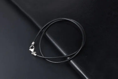 Men's Minimalist Black Woven Linen Wax Rope Necklace