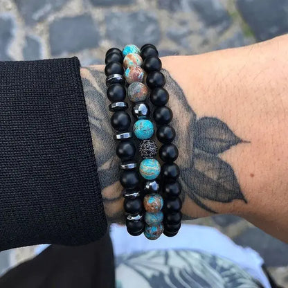 Trendy Handmade Zircon Beaded Men's Bracelet Sets