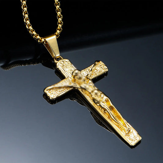 Vintage Cross Titanium Steel Men's Necklace with Pendant