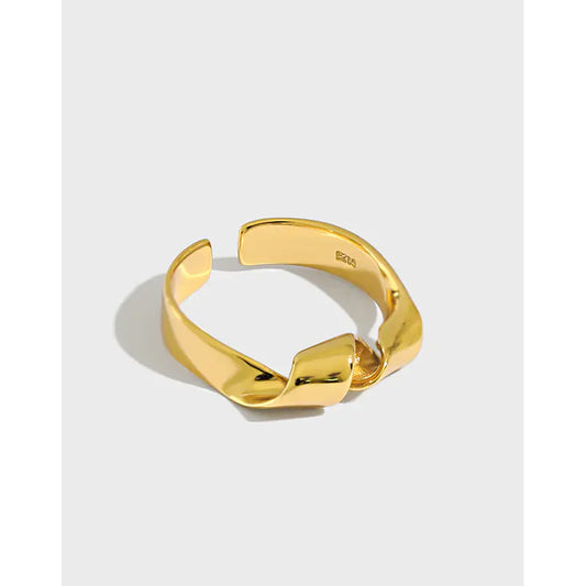 18k Gold Spiral Silver Ring for Women