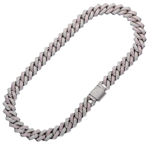 Cuban Necklace Pink Zircon