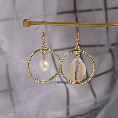 Seashell Earrings Beach Jewelry Drop Earrings (Pair)