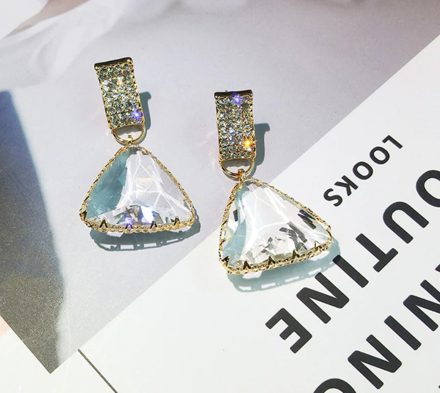 Geometric Triangle Crystal Earrings (Set of Earrings)