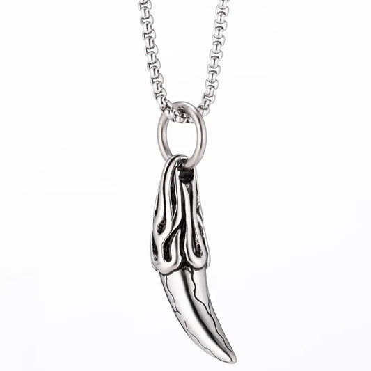 Titanium Steel Men's Wolf Tooth Necklace Pendant