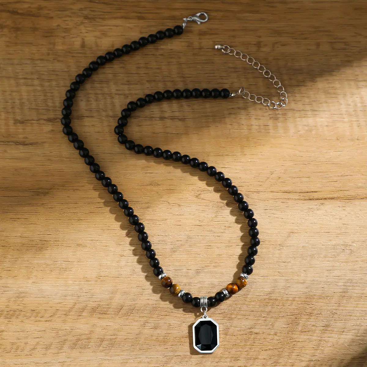 Men's Hip Hop Tiger Stone Beaded Necklace - Minimalist Style