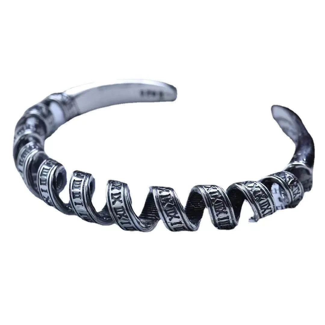 Roman Numeral S925 Sterling Silver Men's Bracelet
