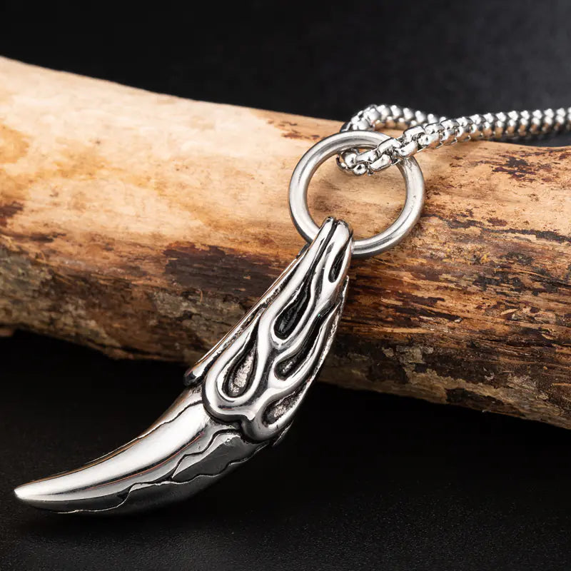 Titanium Steel Men's Wolf Tooth Necklace Pendant