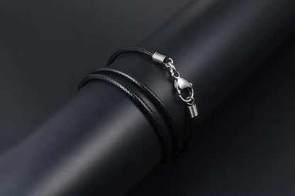 Men's Minimalist Black Woven Linen Wax Rope Necklace