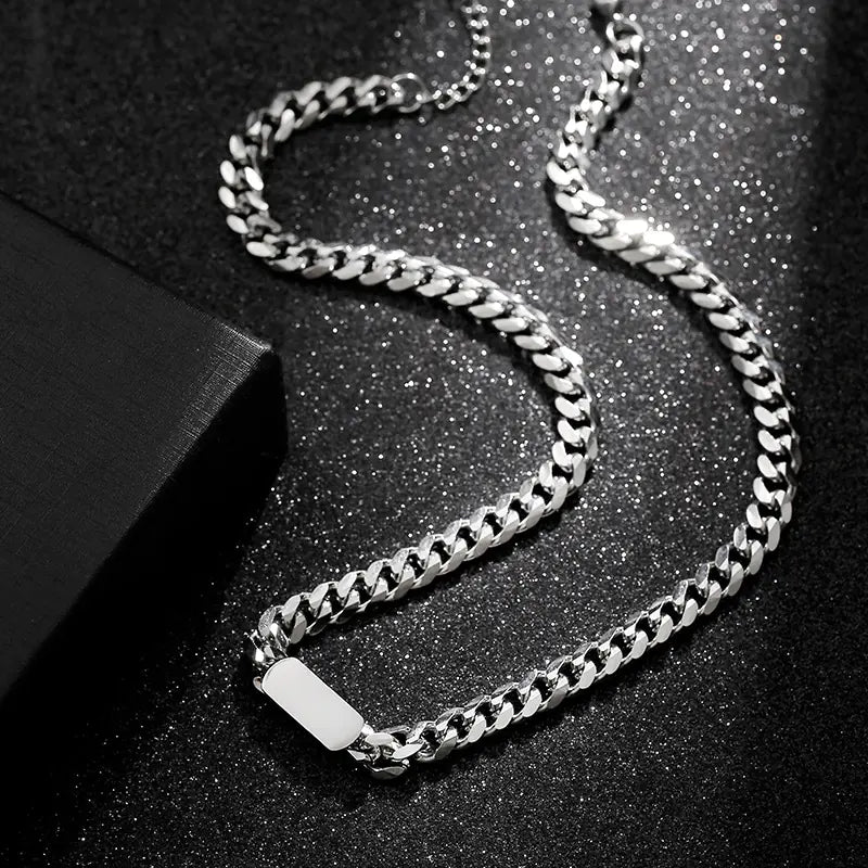 Men's Titanium Steel Cuban Chain Necklace - Simple Style