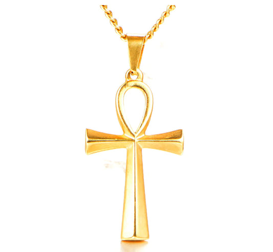 Titanium Steel Egyptian Cross Men's Necklace