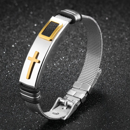 Titanium Steel Cross Bracelet for Men