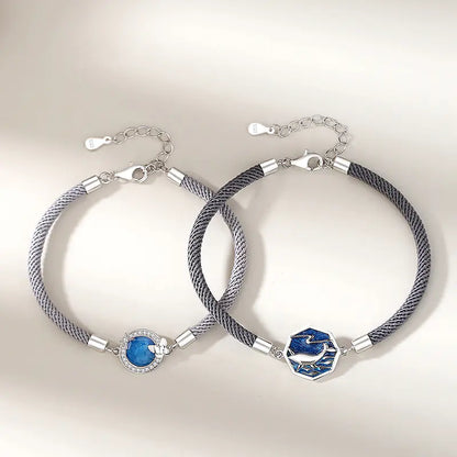 Sterling Silver Whale Lovers Bracelets for Couples