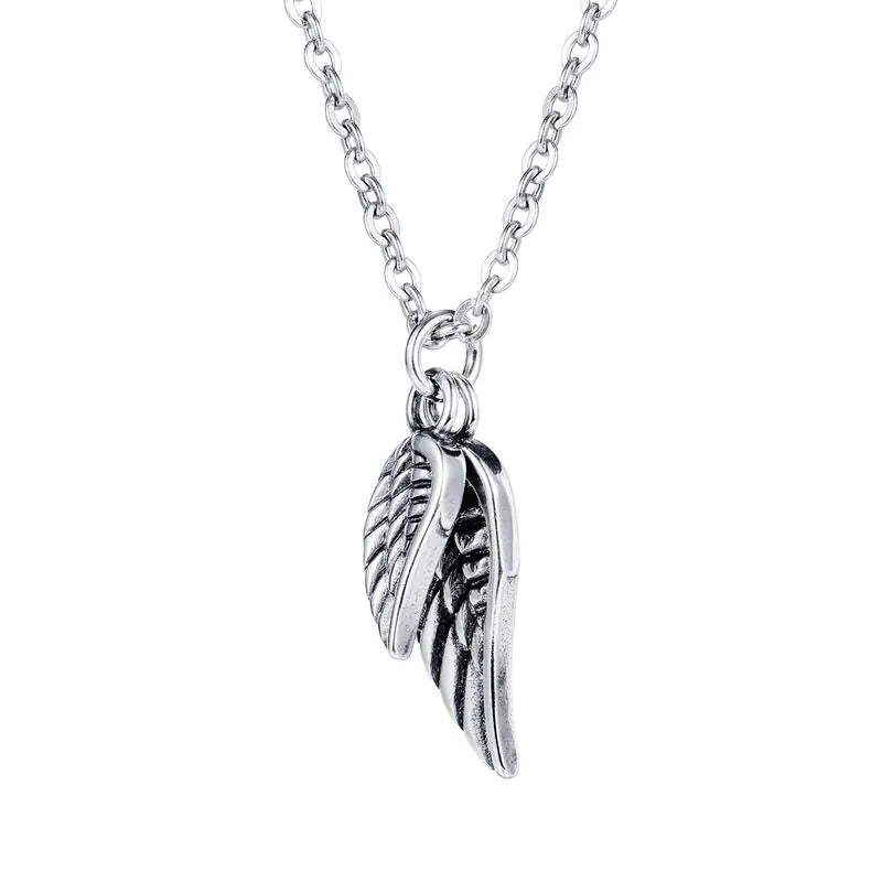 Men's Feather Necklace with Angel Wing Pendant